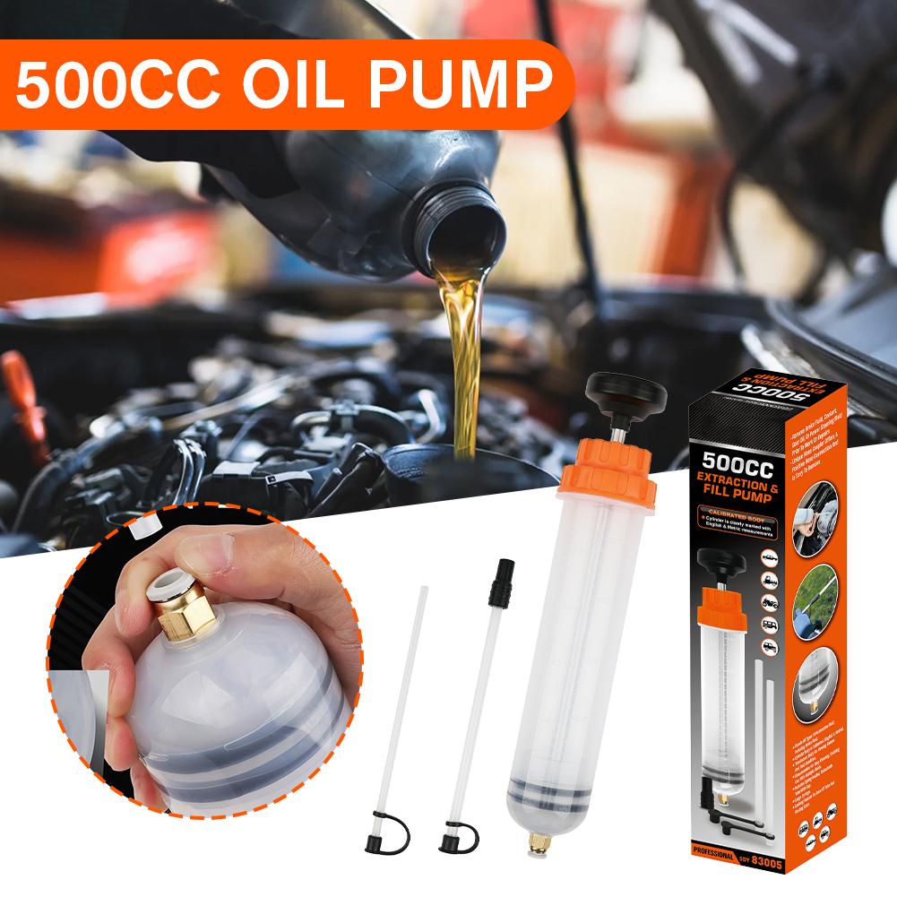 500CC Automotive Fluid Extractor Pump Efficient Vacuum Capacity Oil Inhalation Large Syringe Hose Syringes With Change Manu B3G3
