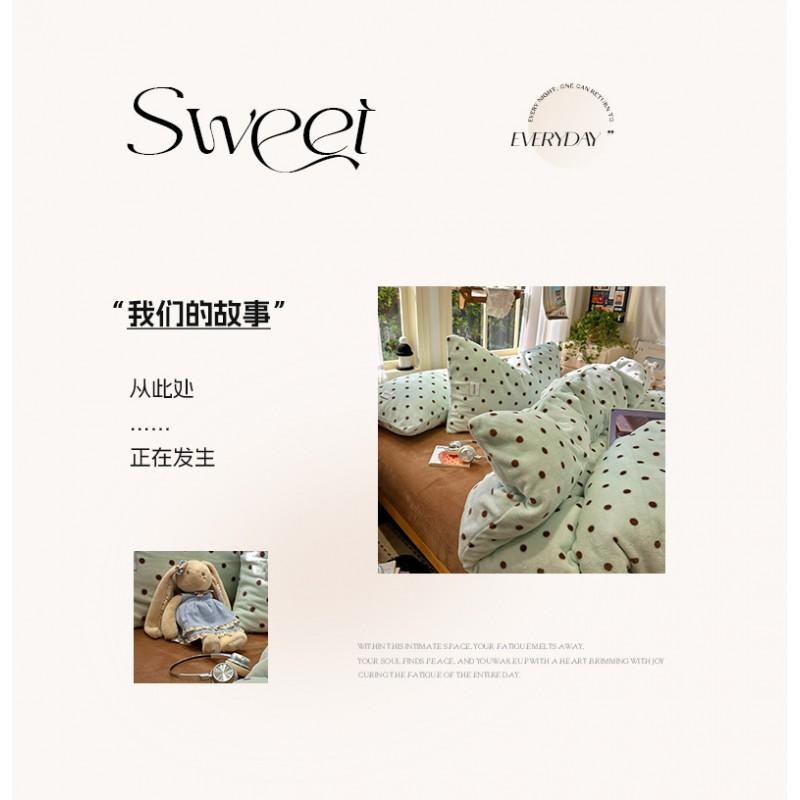 2026 A Winter Polka Dot Milk Fleece Bedding Set Small Size Coral Dorm