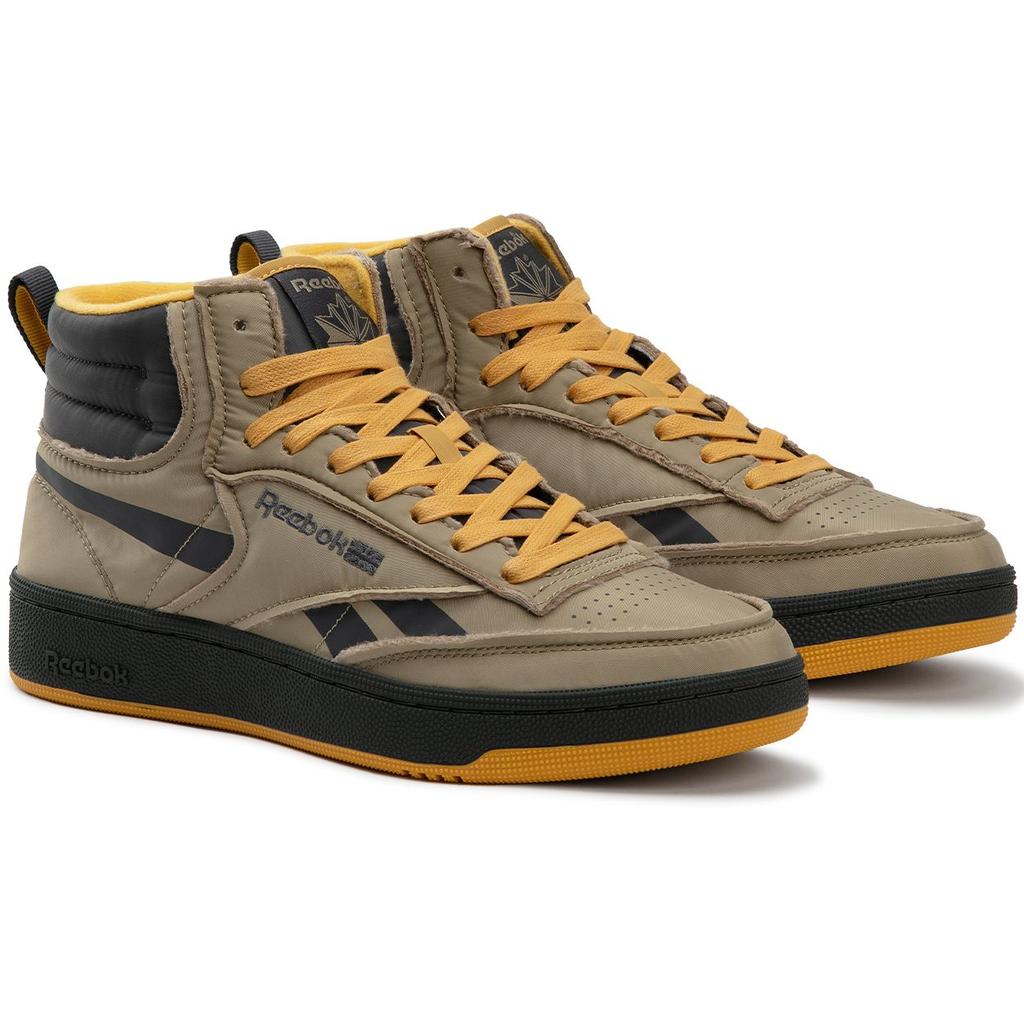 Reebok Club C 85 W+ Mid Fashion Comfortable Trendy Versatile High-Top Sneakers Unisex Sneakers Khaki-Yellow 24FRC909U4GY3