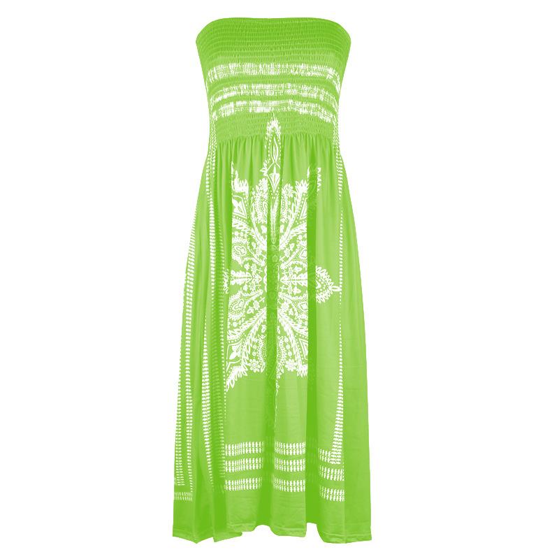 Women's Strapless Floral Print Bohemian Dress Casual Mini Beach Dresses