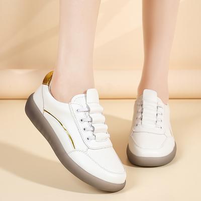 Women's Sneakers White Leather Boots Platform Casual Shoes for Students