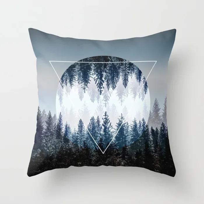 Geometric Blue Nordic Cushion Pillowcase Scandinavian Pillowcase