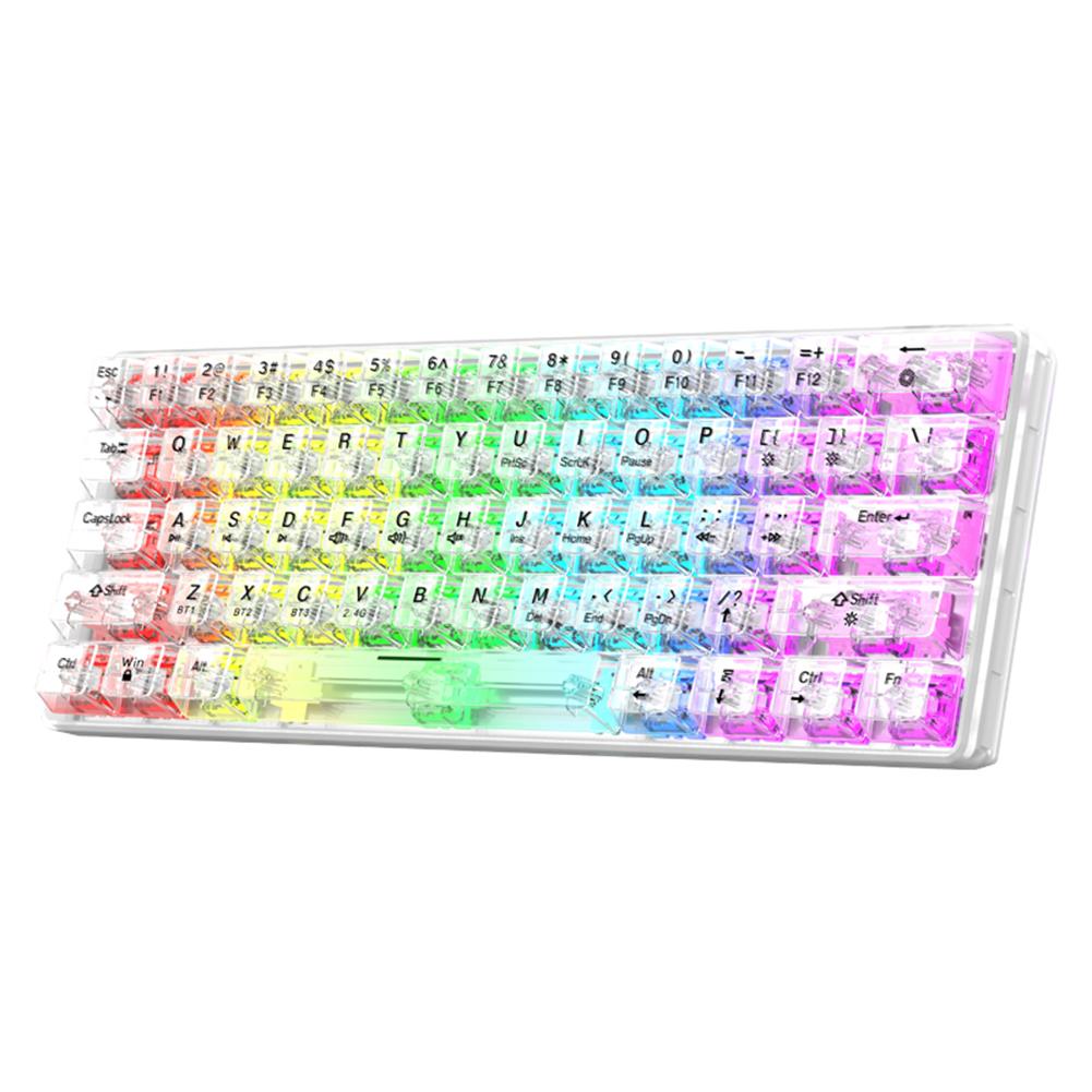 61 Keys Gaming Keyboard Wireless 2.4G Transparent Mechanical Keyboard Bluetooth-Compatible RGB Backlit Gaming Keyboard for Gamer