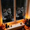 Easy Peel Window Graphics Halloween Spooky Bat Static Clings, Ghost House Glass Stickers, Adhesive-Free Beautification Sets Waterproof Decals for Bar