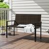 2 Seater Rattan Garden Bench, Outdoor Bench with Quick-Drying Cotton Padding, Wicker Garden Loveseat with Armrests, Steel Frame for Patio, Park
