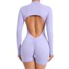 Chic One-Piece Zip Jumpsuit - Long-Sleeve, Backless Yoga Outfit & Sexy Fitness Wear