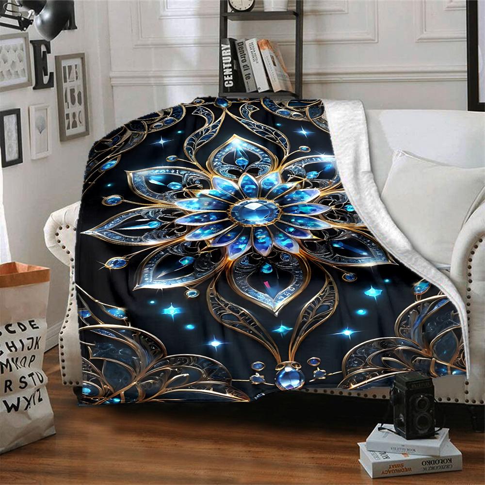 1PC Gilded Lotus Print Blanket, Soft Throw Blanket - Warm & Cozy for Couch, Bed, Office, and Travel yy250912195