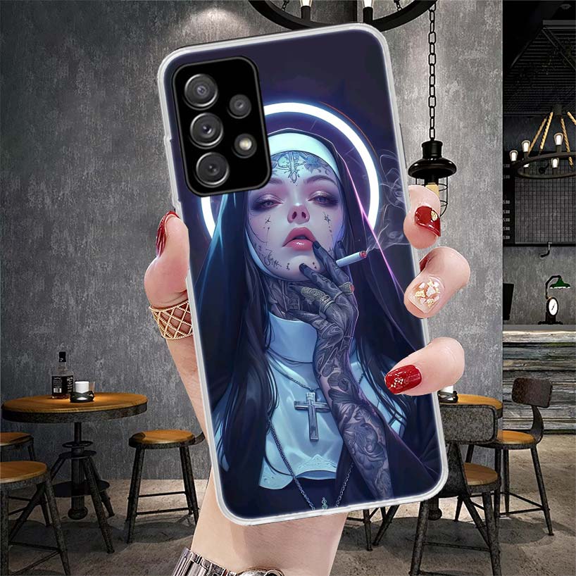 Dark Demon Nun Soft Phone Case For Samsung Galaxy A12 A22 A32 A52 A72 A02S A51 A50S A71 A70 A31 A20S Note 20 Ultra S10 A10S Gala