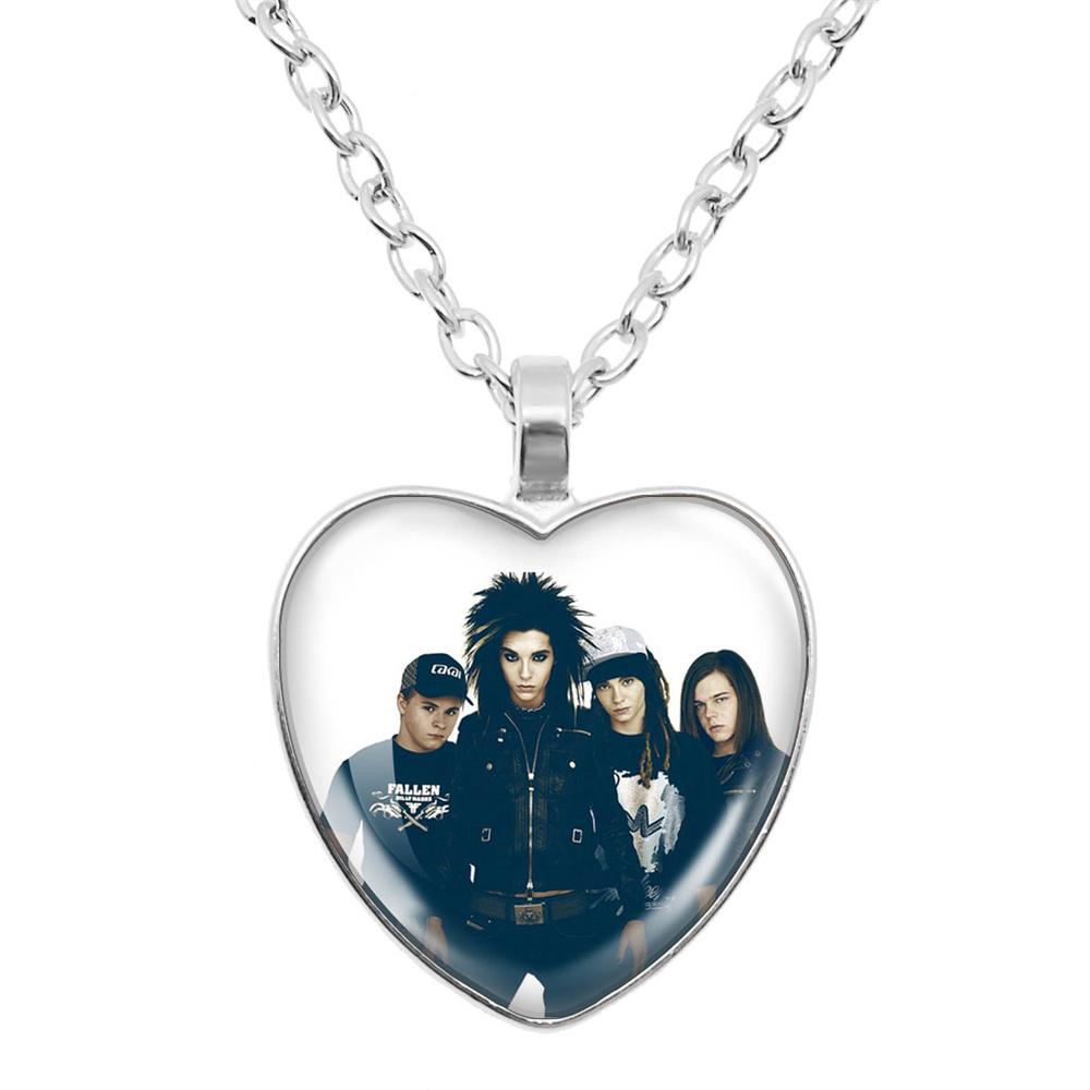 Tokio Hotel Anhänger Halskette Rockband Bill Kaulitz Musik Sänger Bild Glas Herzform Halskette Schmuck Charme Fans Geschenk