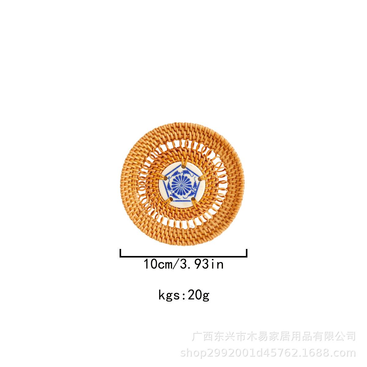 Autumn Rattan Woven Coaster Tea Set Accessories Thermal Insulation Mat Bowl Mat Dining Table Mat