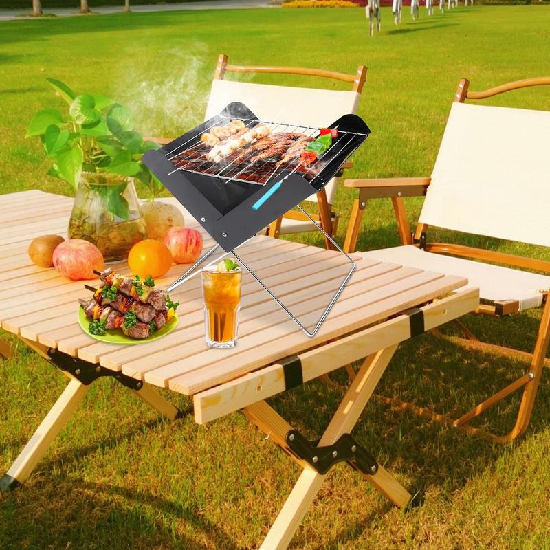 Portable Grill Foldable Portable Charcoal Grill Heavy Duty Metal Desktop Camp Fire Outdoor Cooking Equipment Barbecue Grilling China Mainland