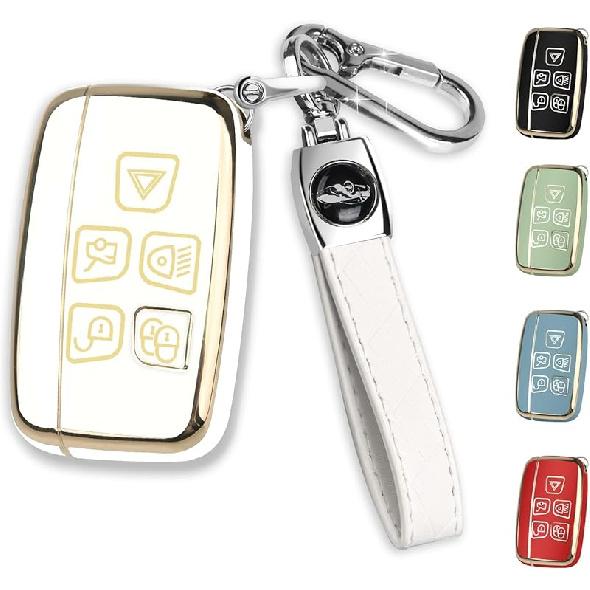 Für Land Rover Schlüsselanhänger Hülle mit Schlüsselring, Auto Schlüsselhülle Schale Schutzhülle 5 Tasten für | Range Rover Evoque Sport Velar | Land Rover Discovery LR4 a9