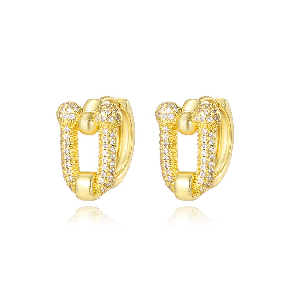 

Винтажные серьги с U-образной пряжкой-подковой: Роскошная медь с бриллиантовыми акцентами и V-образным полым дизайном