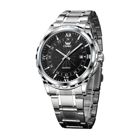 OPK Men s Quartz Watch Stylish Fashion Classic Watch Men s Stainless Steel Date Waterproof Luminous School Company Black