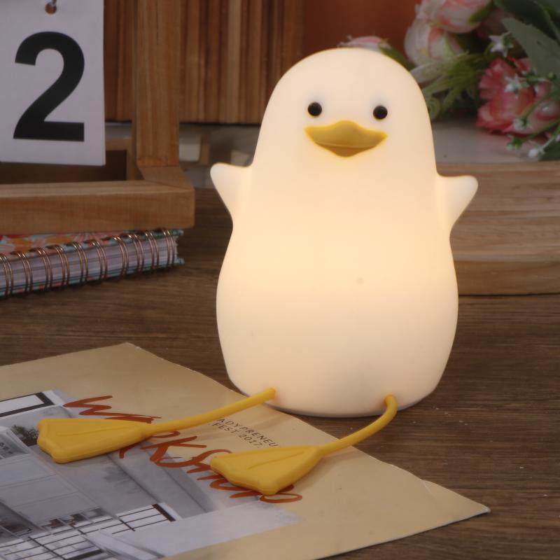 Cute Animal Silicone Lamp Duck Night Light For Kids Touch Control Dimmable Usb Rechargeable Bedside Bedroom Decor Birthday Gifts