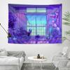 80S Vaporwave Style City Night Street Cat Cartoon Tapestry Wall Hanging Decoration Household Home Decor