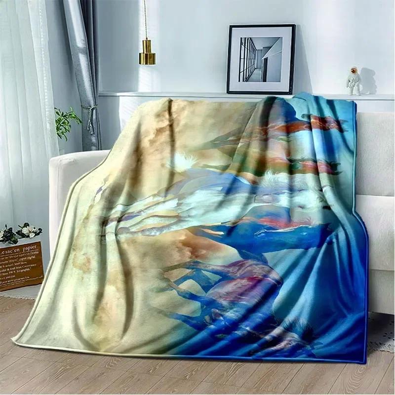 3D Print Cartoon Pentium Horse Flannel Blanket,Multi-purpose Holiday Gift Blanket Warm And Soft Blankets All Seasons
