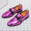 New High Quality Men's Leather Oxfords Black Purple Slip-on Loafers Man Shoes Wedding Office Business Formal Dress Casual Shoes