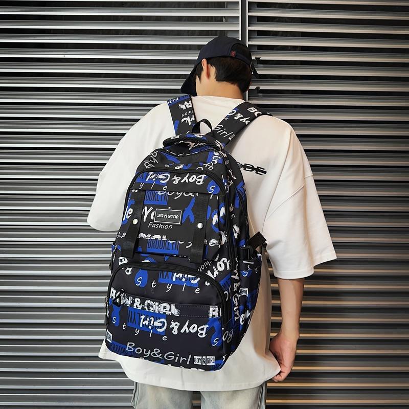 Large Capacity Student Backpack Graffiti Print Campus Backpack Men Lightweight Couple Backpack