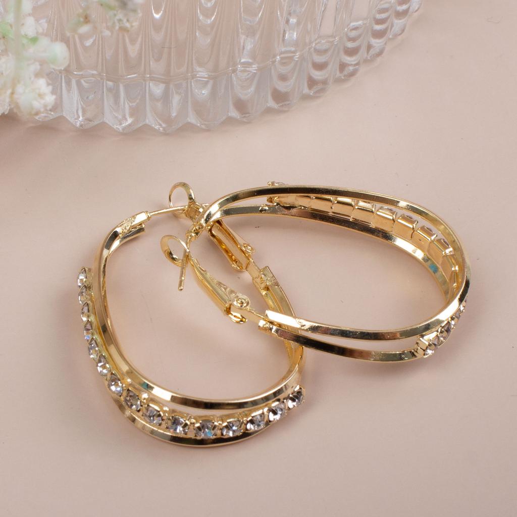 Multi Layer Zircon Ear Hoops Fashionable Elegant Exaggerated Earrings for Women High End Jewelry