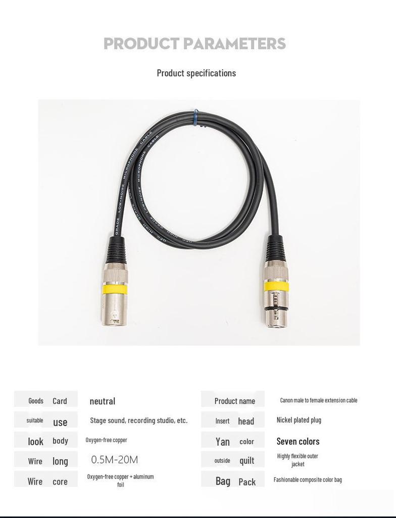 Canon XLR Color Audio Cable: Male to Female Microphone Mixer DMX Speaker Cable