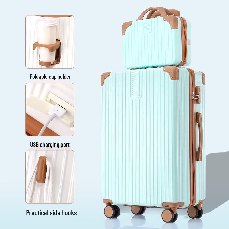 JOURHEY SHI Lightweight Rolling Suitcase with USB Cup Holder