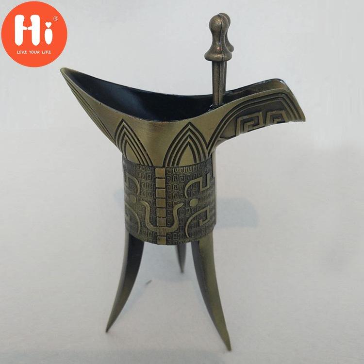 Cześć Retro Trójkątny Kubek Do Wina Brązowy Kieliszek do Wina Starożytny Chiński Cesarz Wina Czara Naczynie