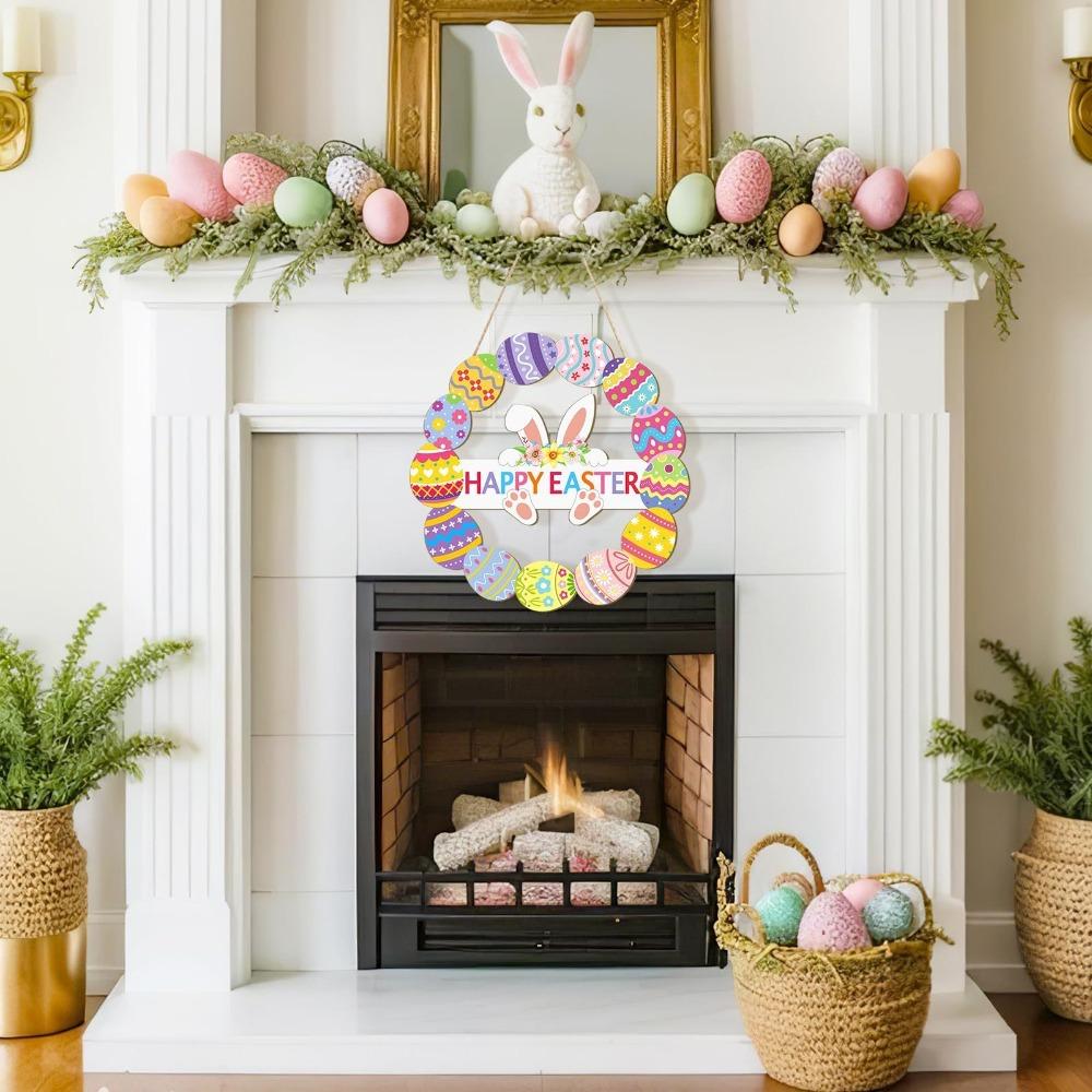 Wooden Welcome Door Sign Pendant Colorful Happy Easter Wall Decor  Party Favors