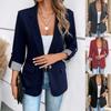 Dames 3/4 Opgerolde Mouwen Blazer Eén Knop Reverszak Kantoor Casual Kostuum Jas S-3XL