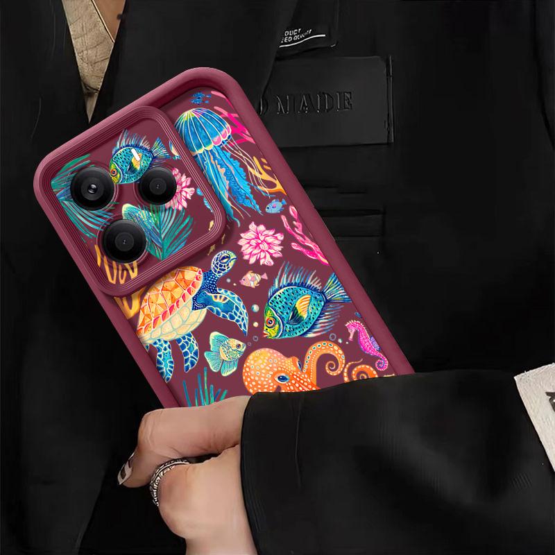 Soft TPU Phone Case For Xiaomi Redmi Note 15 14 13 Pro 4G For Redmi Note 13 14 Pro Plus 5G Cartoon Octopus Silicone Back Cover