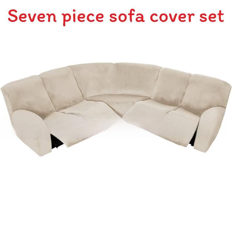 Velvet Lshaped Seven Piece Sofa Cover Set With Stretch Material For Corner Sectionals