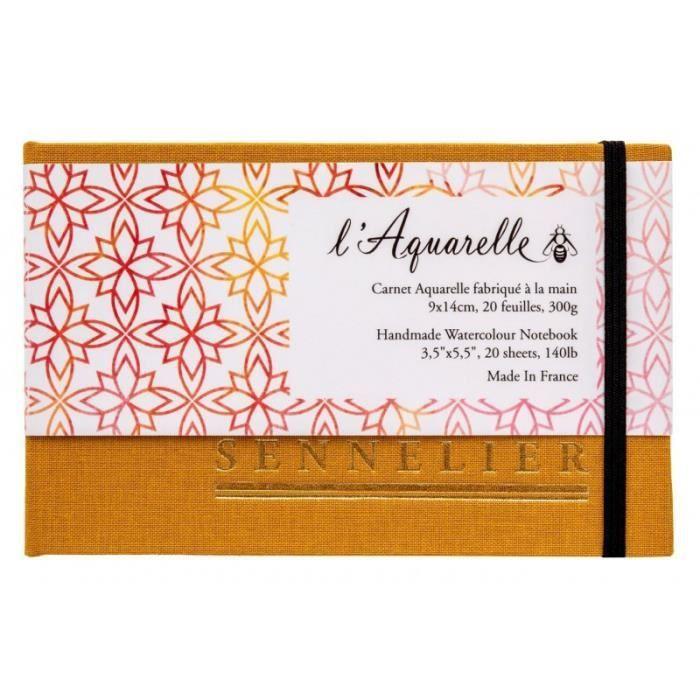 Carnet Aquarelle - SENNELIER - 9 x 14 cm - 20 feuilles - 300g - Couverture en lin