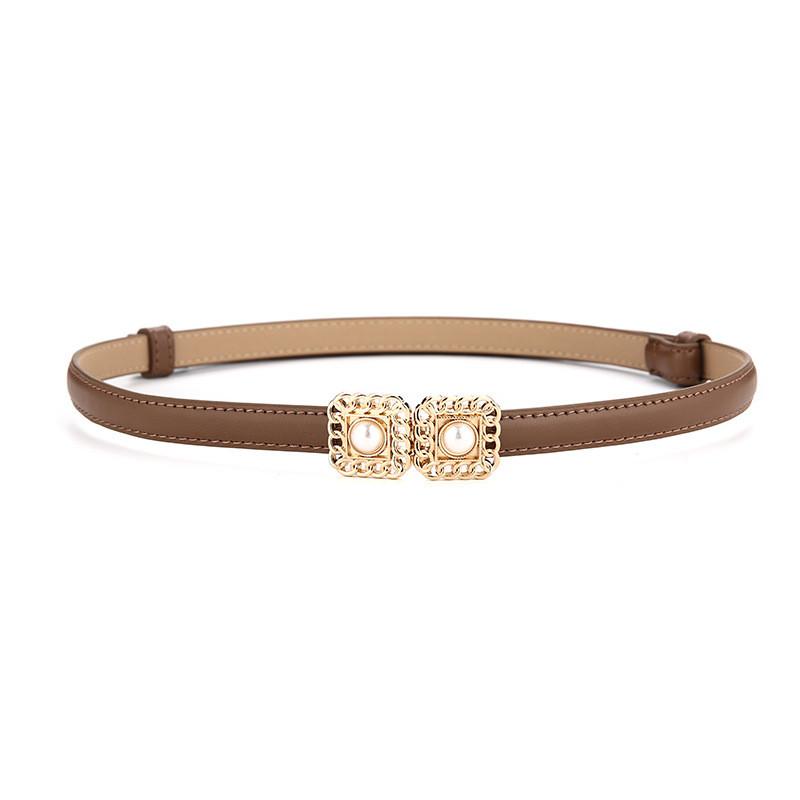 Genuine Leather Womens Fashion Belt With Pearl Detail For Casual And Formal Wear