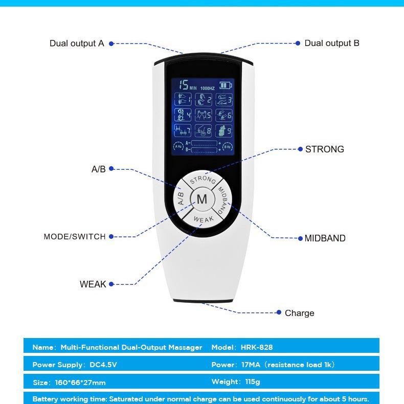 Mittel- und Niederfrequenz Unabhängiger Dual-Ausgang Farbdisplay Massagegerät, Multifunktions-Massagegerät, Multifunktions-Digitales Physiotherapie-Instrument