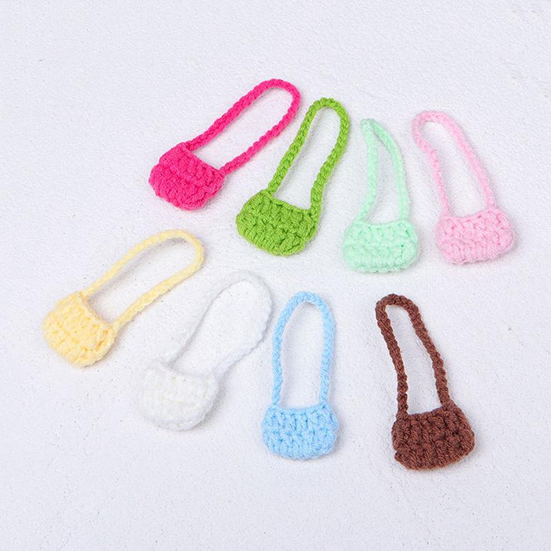 1/12 Doll Plush Knitted Shoulder Bag Crossbody Bag Doll Mini Dress Up Accessories Dollhouse Decor Kid Pretend Play Toys