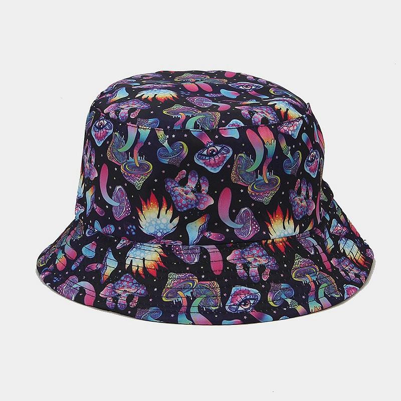 Colorful Print Bucket Hat Panama For Women And Men Outdoor Sunshade Fisherman Caps Summer Travel Beach Bob Foldable Basin Cap