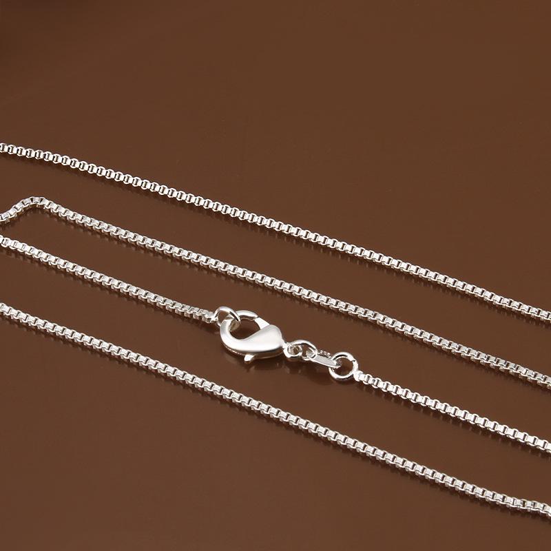 

Серебряная коробочка 1 мм, 16-24 дюйма, ожерелье-цепочка - Европейский и американский стиль, Корейская версия C007 22 inch 55CM