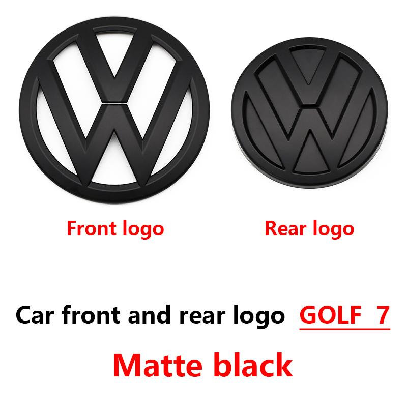 Chrome Silver/Glossy Black Front Radiator Grille & Rear Trunk Lid Emblems for VW Golf 7 (2014 - 2017) - Auto Badge Accessories
