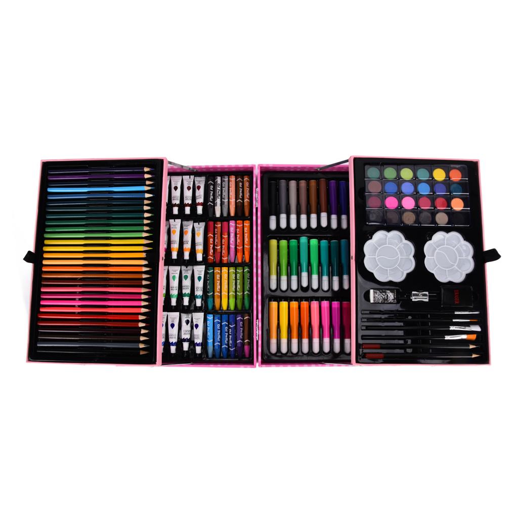 Drawing Art Box Washable Odorless Colorful Safe Pigment 2 Layer Aluminum Box Art Set
