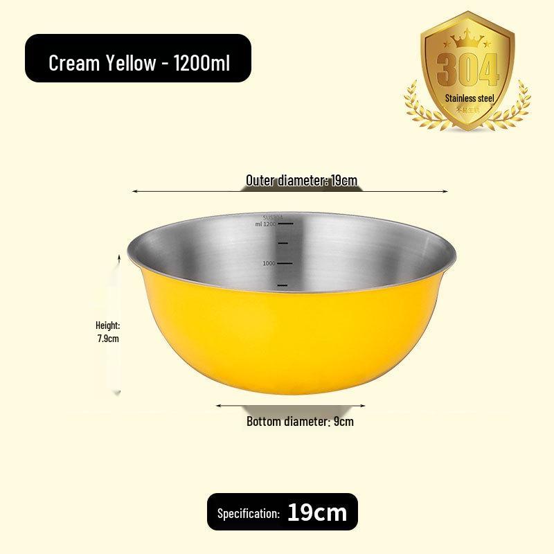 304 Stainless Steel Multi-purpose Bowl with Measuring Scale - Ideal for Beating, Baking, Kneading, Cooking, and Salads.
