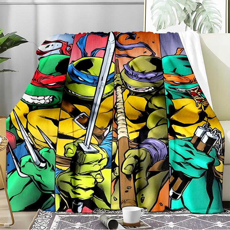 Turtles Team Adventure Blanket Flannel Throw for Sofa, Indoor, Camping, Living Room, Office, Chair, And Bed Soft Birthday Gift