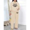 Gentle Style Complete Set of Hoodies and Sweatpants Printed Simple Basic Style Loose Fit Women's Autumn and Winter Set