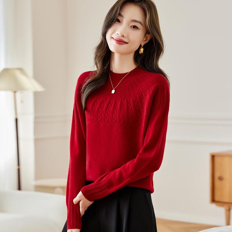 

Srcr Women s 100% Wool Semi-High Neck Sweater L