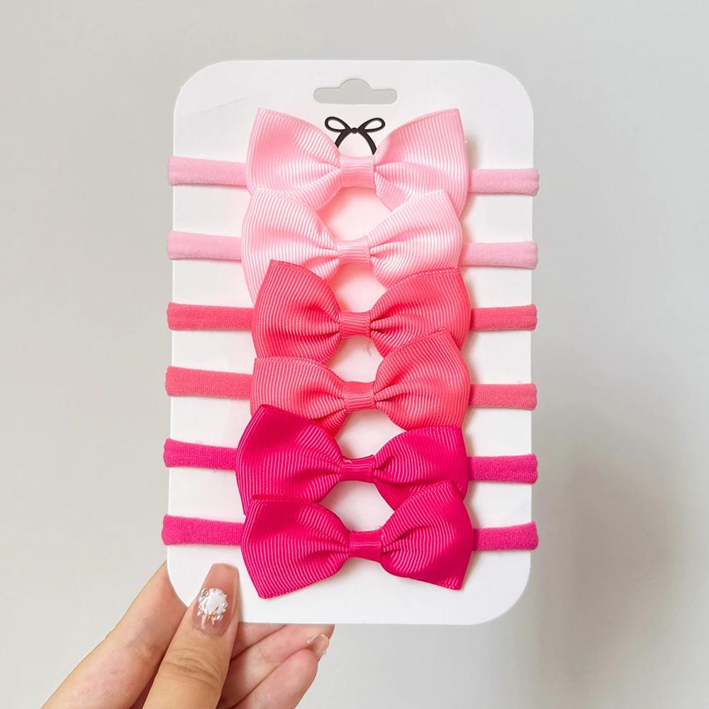 4/5/6Pcs/Set Solid Color Kids Headwear Elastic Hair Bands for Baby Cute Ribbon Bowknot Headband Infant Girls Hair Accessories