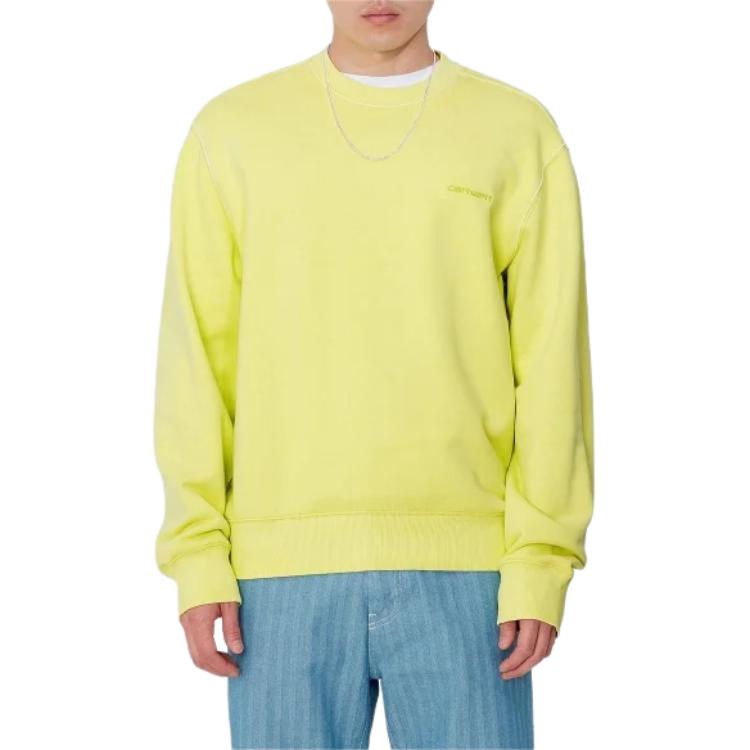 Carhartt WIP Loose Fit Solid Color Crewneck Sweatshirt Men Tops Yellow I033065-29T-GD