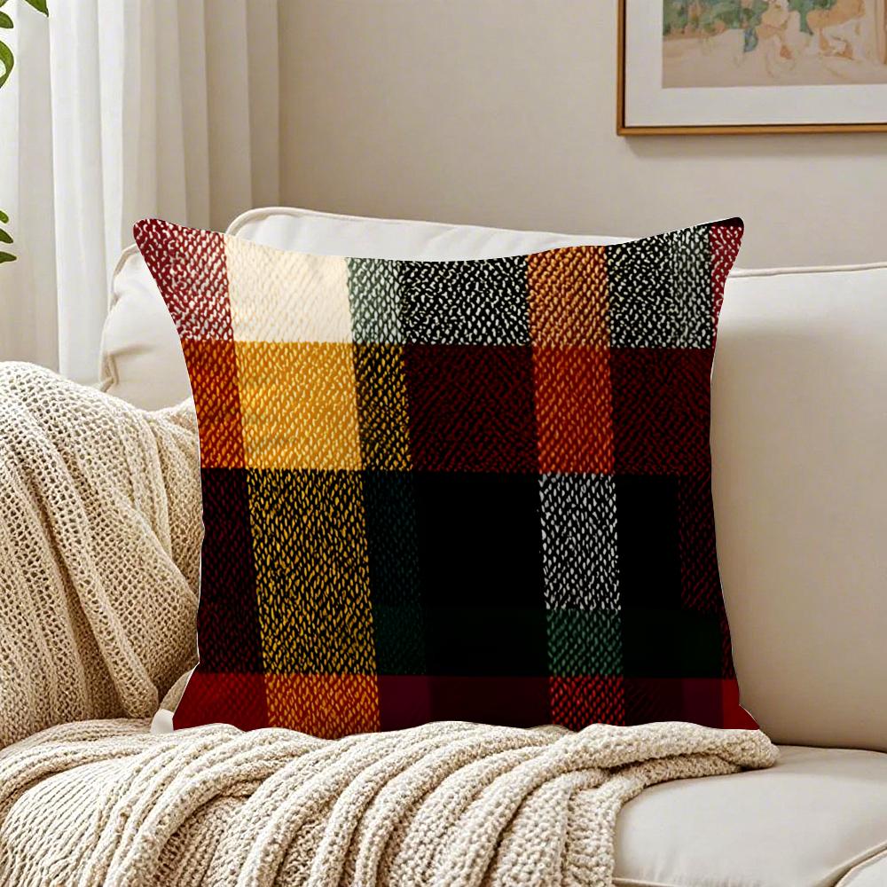 Plaid Leopard Print Textures Pillow Cushion Cover Linen Pillowcase Soft For Sofa Bed Home Room Decor