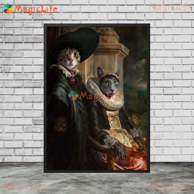 

Пользовательские собаки животные кошки пары друзья плакаты настенные панно для гостиной плакат на скандинавскую тему настенная живопись на холсте без рамы 21*30cm