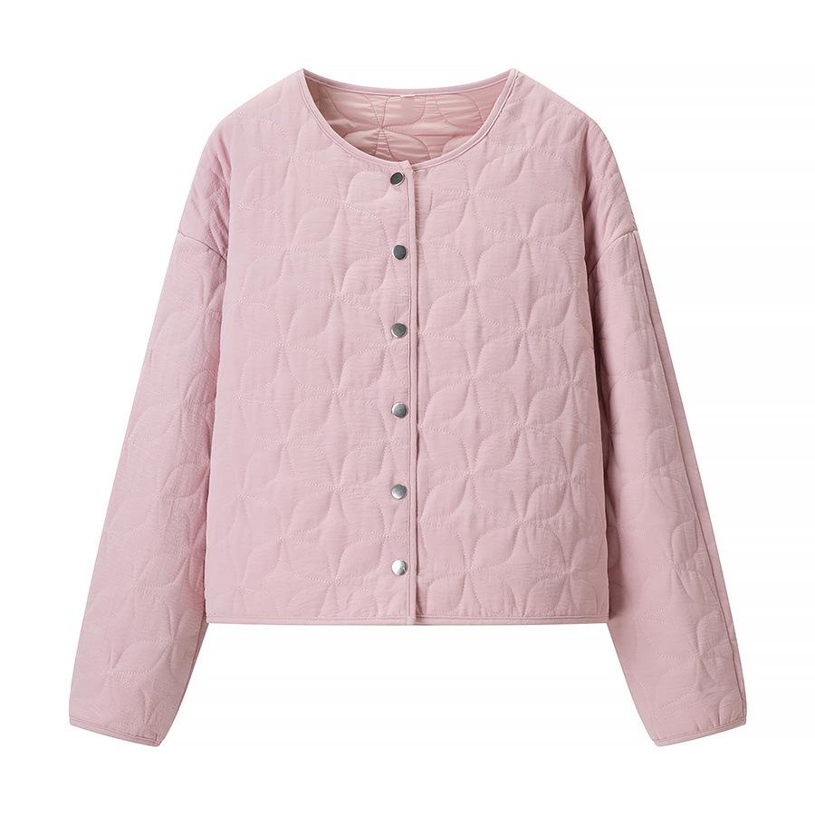 European and American Style Commuter Style Versatile Daily Loose Round Neck Heng Line Diamond Long-sleeved Jacket