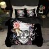 Skeleton Rose 3d Printed Duvet Cover Set Halloween Gothic Style Bedding Set Polyester Soft Comfortable Quilt Cover Pillowcases
