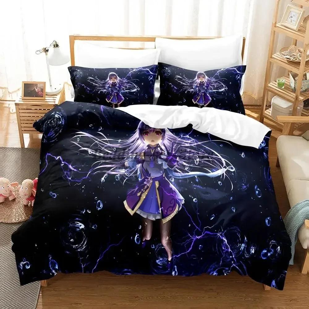 2023 Genshin Impact Bedding Set Single Twin Full Queen King Size Bed Set Aldult Kid Bedroom Duvetcover Sets Girl Bed Sheet Set